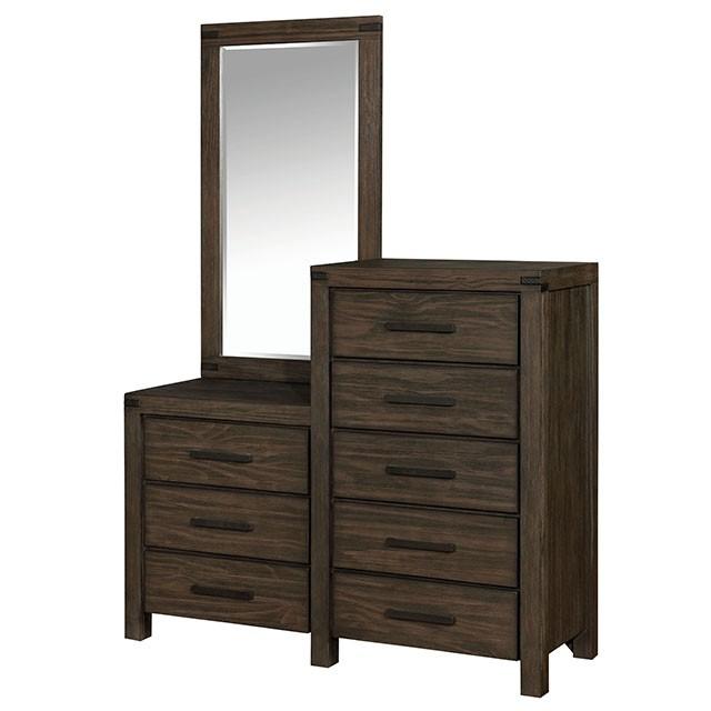 Rexburg Wire-Brushed Rustic Brown 8-Drawer Dresser Mirror Dresser and Mirror FOA East