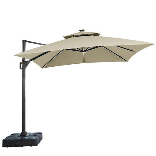 Sano 10 Ft Square Umbrella w/ Double Top w/ LED Light + 37" Large Base Outdoor Accessories FOA East