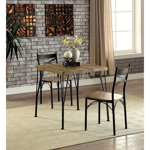 SLINGSBURY Gray/Dark Bronze 3 Pc. 29" Dining Table Set, Gray Dining Room Set FOA East