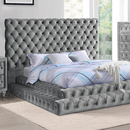 STEFANIA Queen Bed, Gray Bed FOA East