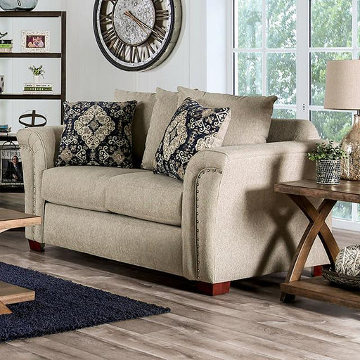 BELSIZE Loveseat, Beige/Navy Loveseat FOA East