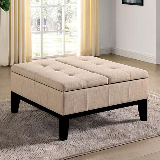 FAZIO Storage Ottoman, Beige Ottoman FOA East