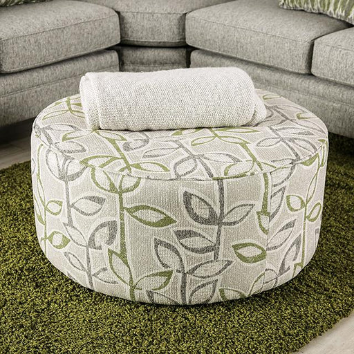 GARDNER Ottoman, Gray/Green Ottoman FOA East