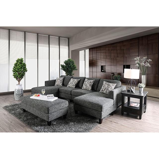 Lowry Gray Sectional w/ Ottoman Sectional FOA East