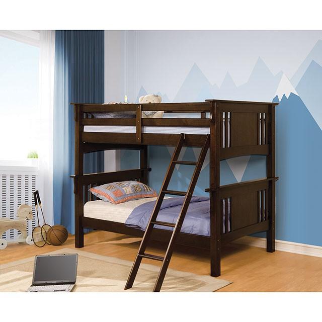 Spring Creek Dark Walnut Twin/Twin Bunk Bed Bunk Bed FOA East