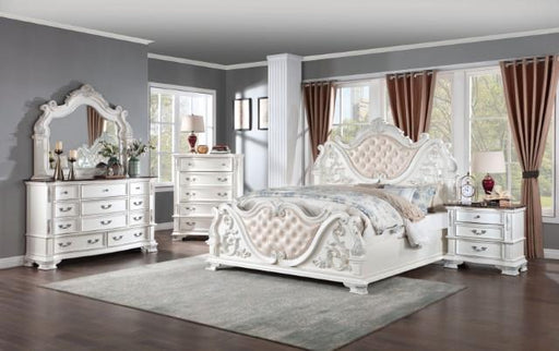 ESPARANZA Queen Bed, Pearl White Bed FOA East