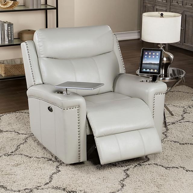 FLORINE Power Glider Recliner, Light Gray Recliner FOA East