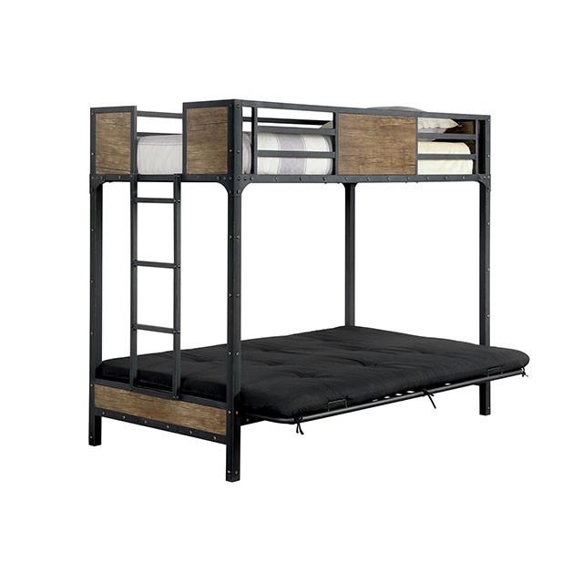 CLAPTON Black Twin Bed w/ Futon Base Bed FOA East