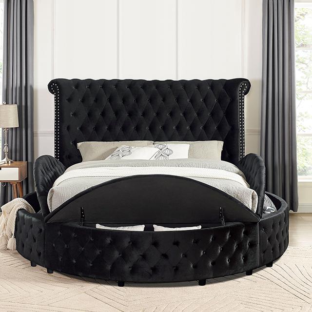 SANSOM Queen Bed, Black Bed FOA East