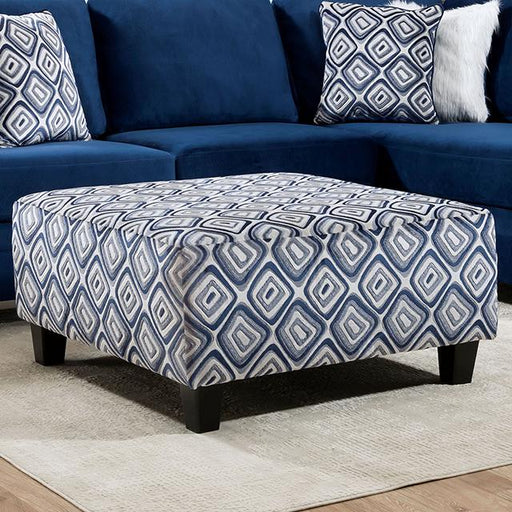 WALDPORT Ottoman, Navy/White Ottoman FOA East