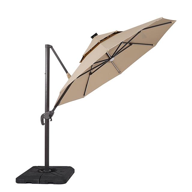 Fera 10 Ft Round Umbrella w/ LED Bulb + 37" Large Base Outdoor Accessories FOA East