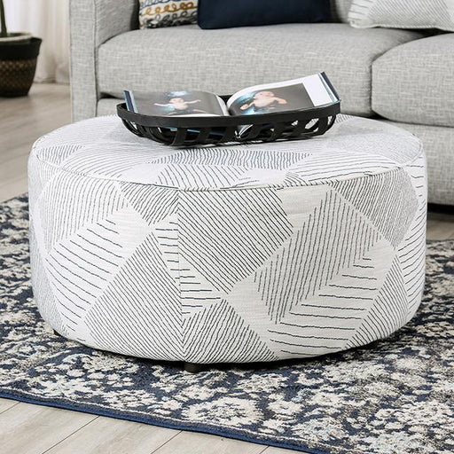 CHANCERY Ottoman, Gray/Navy Ottoman FOA East