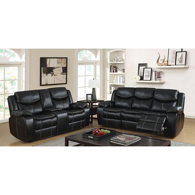 GATRIA Black Console Love Seat w/ 2 Recliners Loveseat FOA East