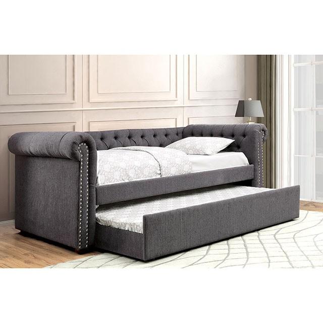 LEANNA Gray Full Daybed w/ Trundle, Gray Daybed w/ Trundle FOA East