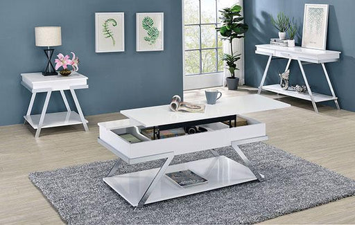 TITUS Sofa Table, White/Chrome Sofa FOA East