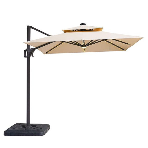 Xico 8 Ft Square Umbrella w/ Double Top w/ LED Light + 37" Large Base Outdoor Accessories FOA East