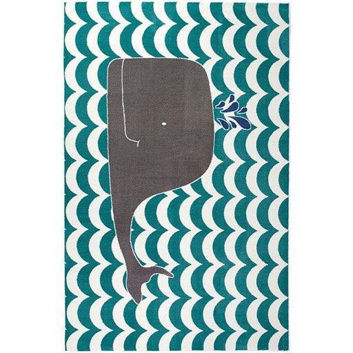 BARON 5' X 8', Area Rug, Whale, Teal/Gray Rug FOA East