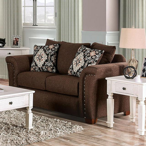 BELSIZE Loveseat, Chocolate/Tan Loveseat FOA East