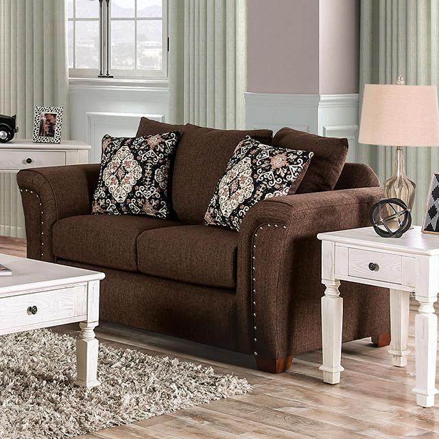 BELSIZE Loveseat, Chocolate/Tan Loveseat FOA East