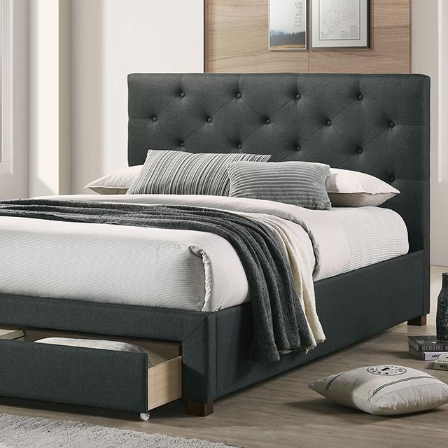 SYBELLA Queen Bed, Dark Gray Bed FOA East