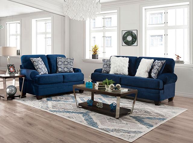 WALDSTONE Loveseat, Navy Loveseat FOA East