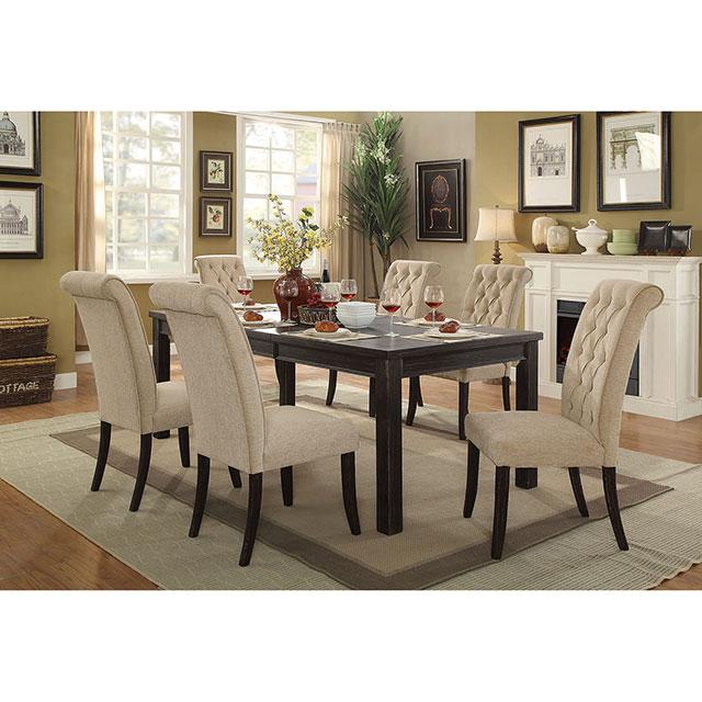 Mashall Beige/Antique Black Side Chair, Ivory (2/CTN) Dining Chair FOA East