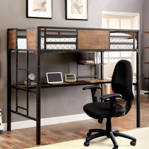 CLAPTON Black Twin Bed w/ Workstation Bed FOA East