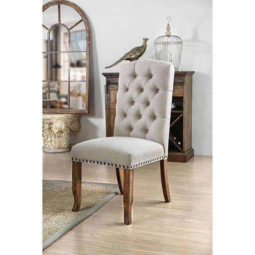 Gianna Rustic Pine/Ivory Side Chair (2/CTN) Dining Chair FOA East