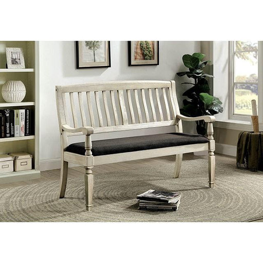 Georgia Antique White/Gray Love Seat Bench Bench FOA East