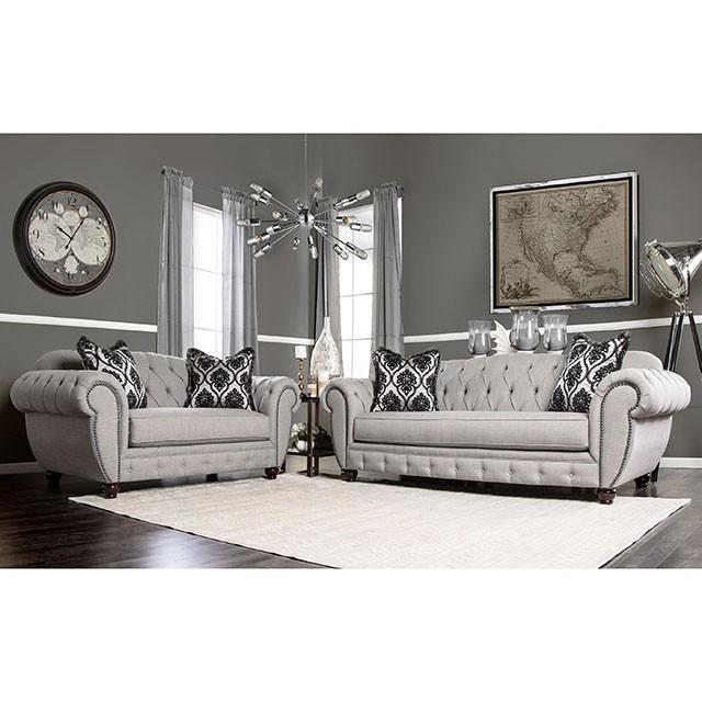 VIVIANA Gray/Black Love Seat, Gray Loveseat FOA East