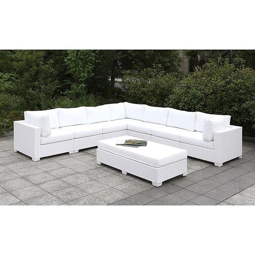 Somani Large L-Sectional + Bench Outdoor Seating Set FOA East