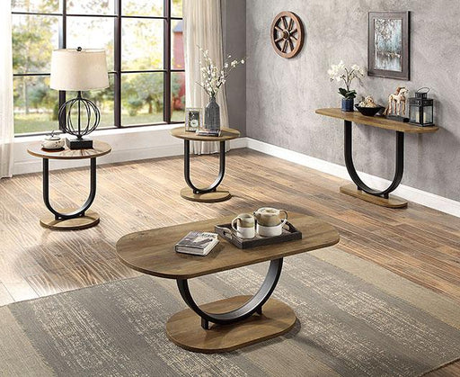 OLBIA 3 Pc. Coffee Table Set (1C+2E), Rustic Oak/Sand Black Table Set FOA East