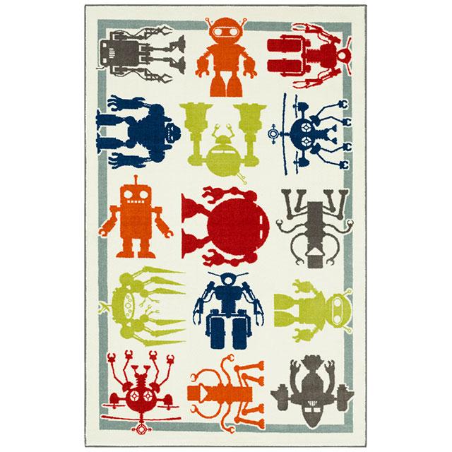 BARON 5' X 8', Area Rug, Robots, Multi/Ivory Rug FOA East