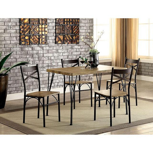 BANBURY Gray/Dark Bronze 5 Pc. 43" Dining Table Set, Gray Dining Room Set FOA East