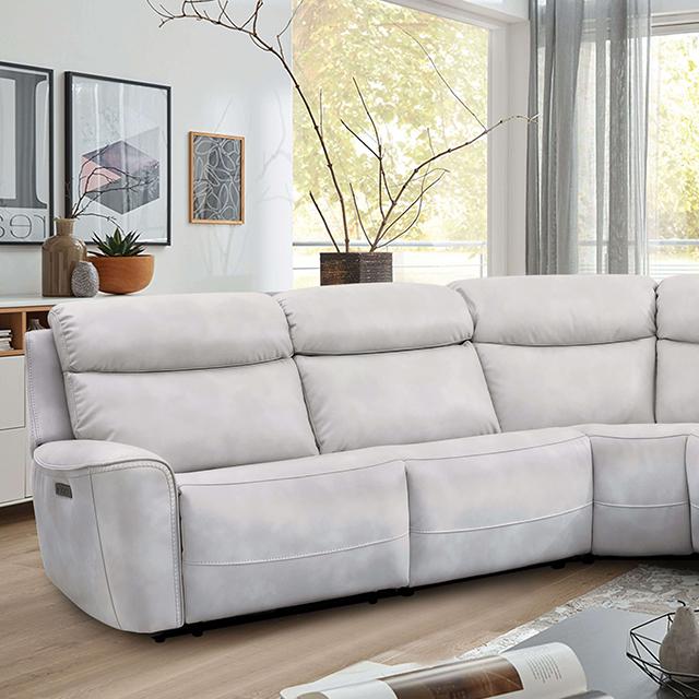 EDMONDUS Power Sectional, Light Taupe Sectional FOA East