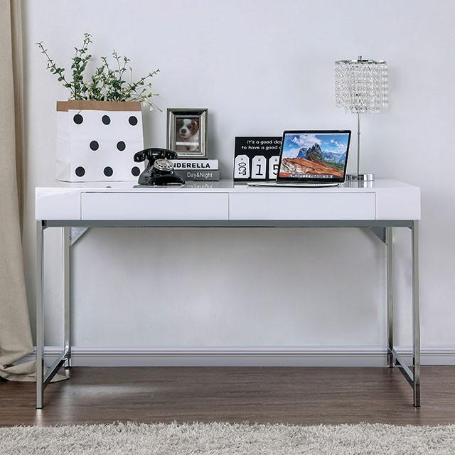 Loke White/Chrome Computer Desk Desk FOA East