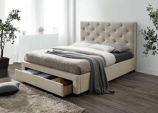 SYBELLA Cal.King Bed, Beige Bed FOA East