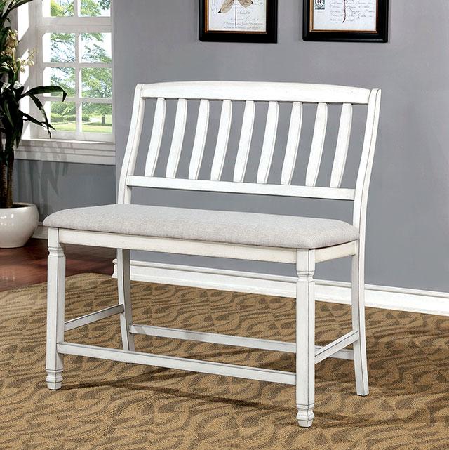 Kaliyah Antique White Counter Ht. Bench Bench FOA East