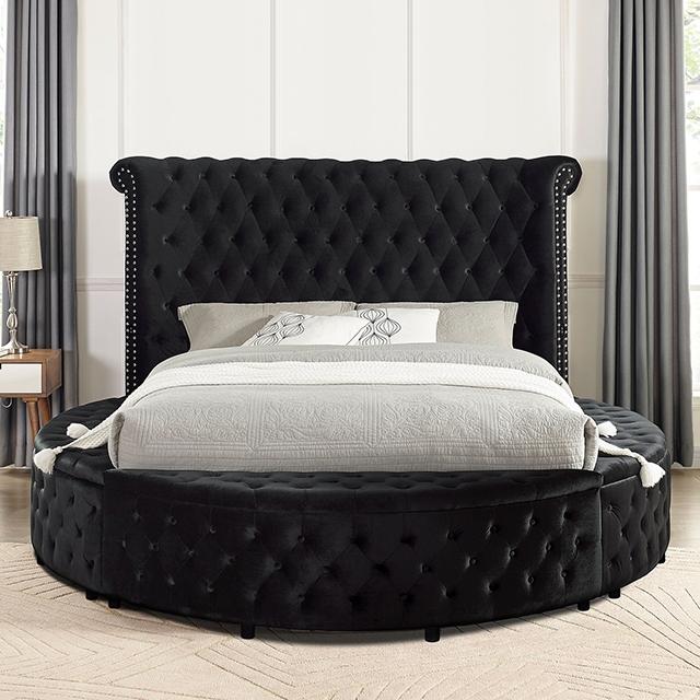 SANSOM Queen Bed, Black Bed FOA East