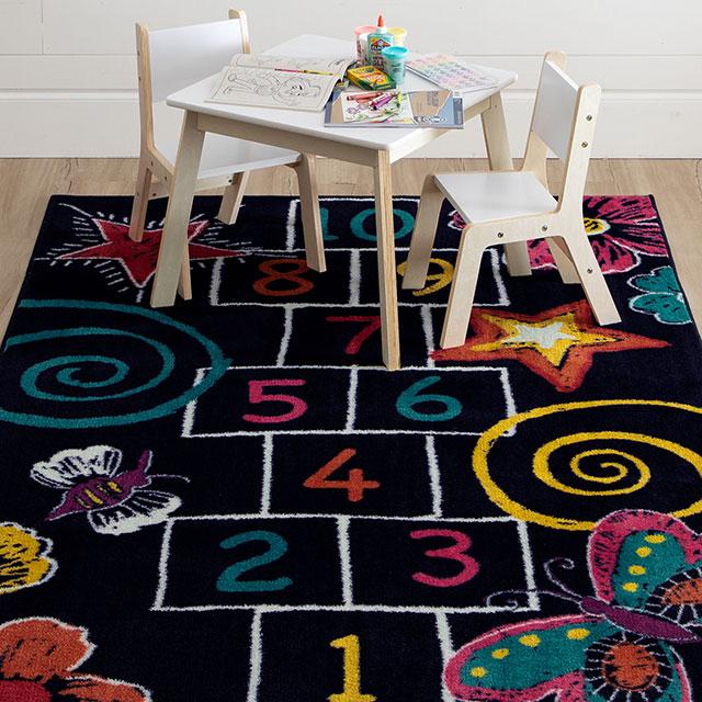 BARON 5' X 8', Area Rug, Hopscotch, Multi/Black Rug FOA East