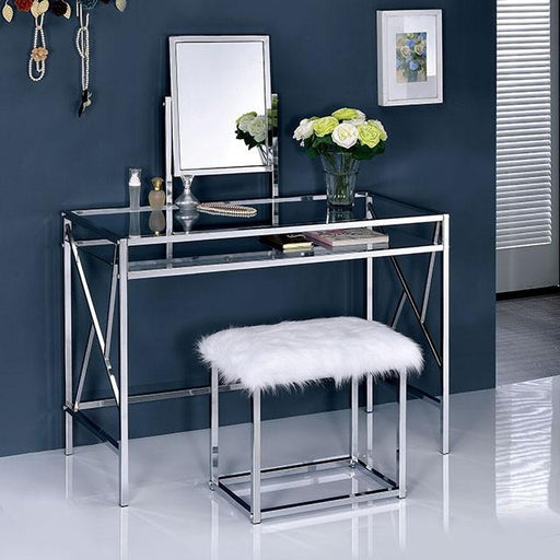 LISMORE Chrome Vanity w/ Stool Vanity FOA East