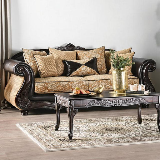 Aislynn Gold/Espresso Sofa Sofa FOA East