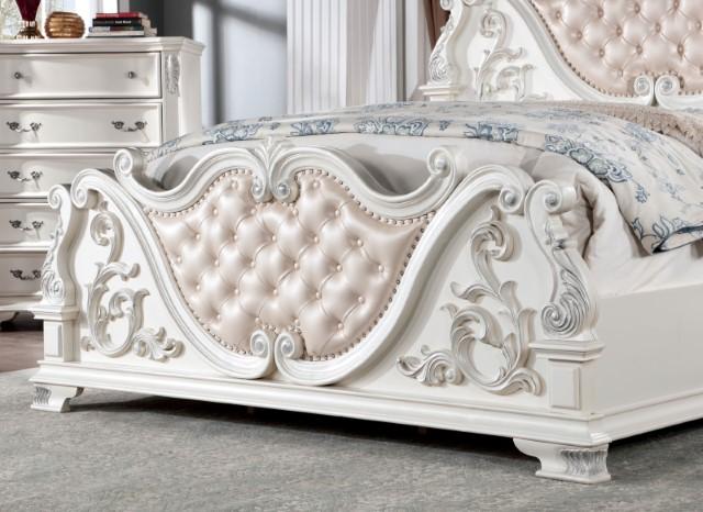 ESPARANZA Queen Bed, Pearl White Bed FOA East