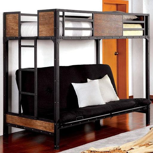 CLAPTON Black Twin Bed w/ Futon Base Bed FOA East