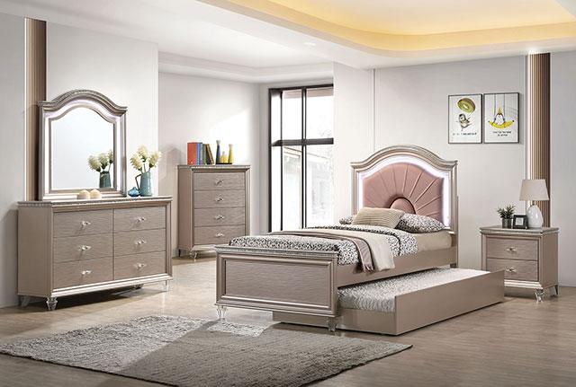 ALLIE Twin Bed, Rose Gold Bed FOA East