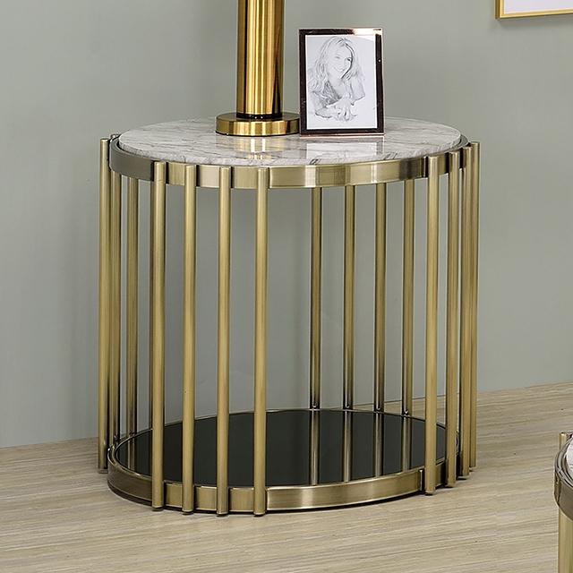 OFELIA End Table, Antique Brass/Black End Table FOA East