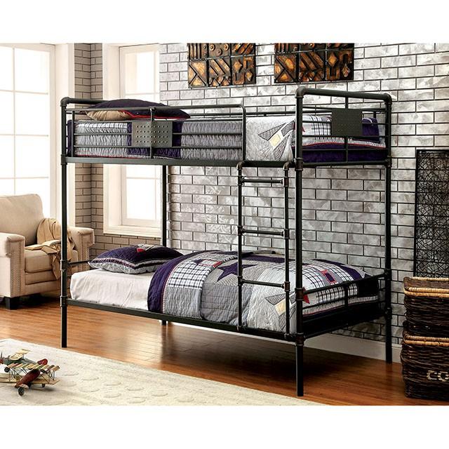 OLGA Antique Black Metal Twin/Twin Bunk Bed Bunk Bed FOA East