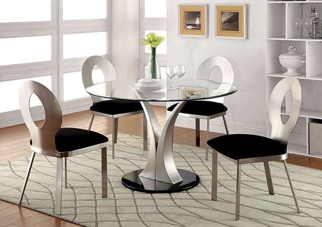 VALO Silver/Black Round Dining Table Dining Table FOA East