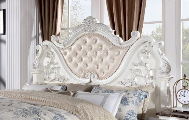 ESPARANZA Queen Bed, Pearl White Bed FOA East