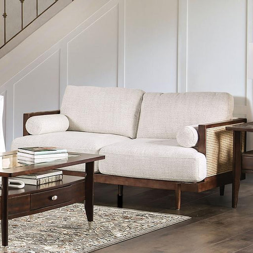 ALESUND Loveseat, Beige/Walnut Loveseat FOA East